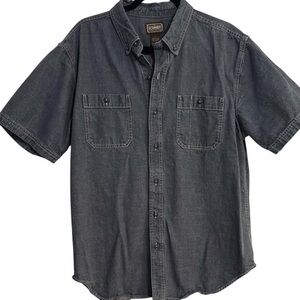 SCHMIDT Men's Workwear Gray Casual Button Down Shirt Short Sleeve Size Large